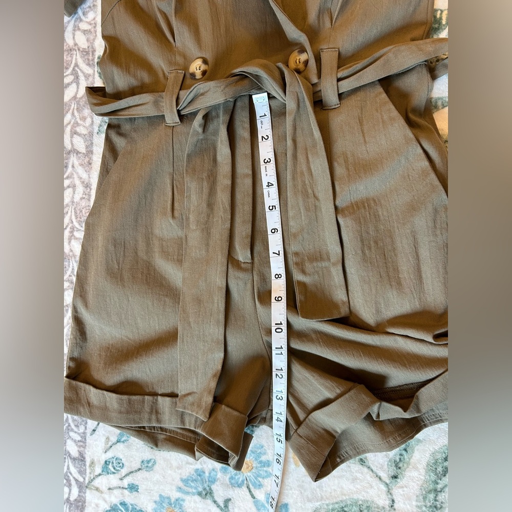 Hem & Thread Olive Green Short Sleeve Romper - Picture 15 of 16
